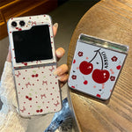For Samsung Galaxy Z Flip8 Case Cherry Pattern Printing PC Shockproof Slim Foldable Phone Cover