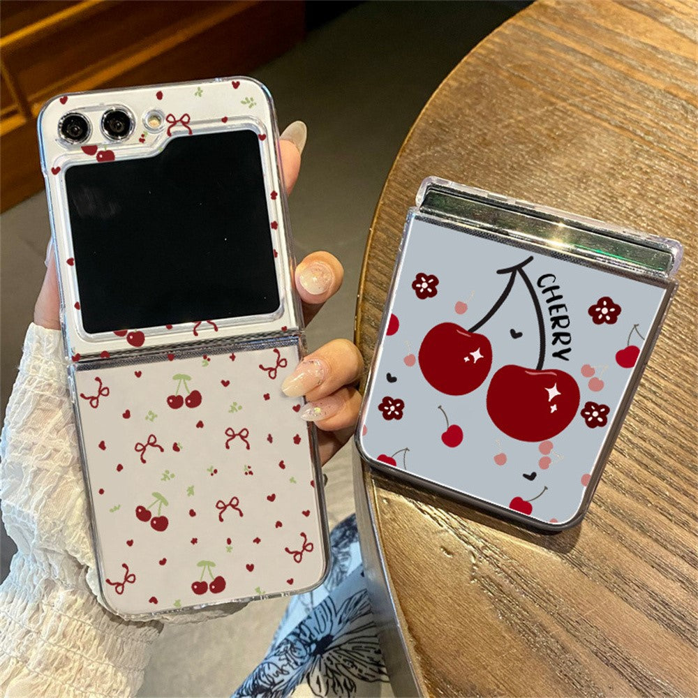 For Samsung Galaxy Z Flip8 Case Cherry Pattern Printing PC Shockproof Slim Foldable Phone Cover