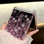 For Samsung Galaxy Z Flip8 Case Gradient Cherry Blossoms Magnetic Hinge PC Foldable Phone Cover