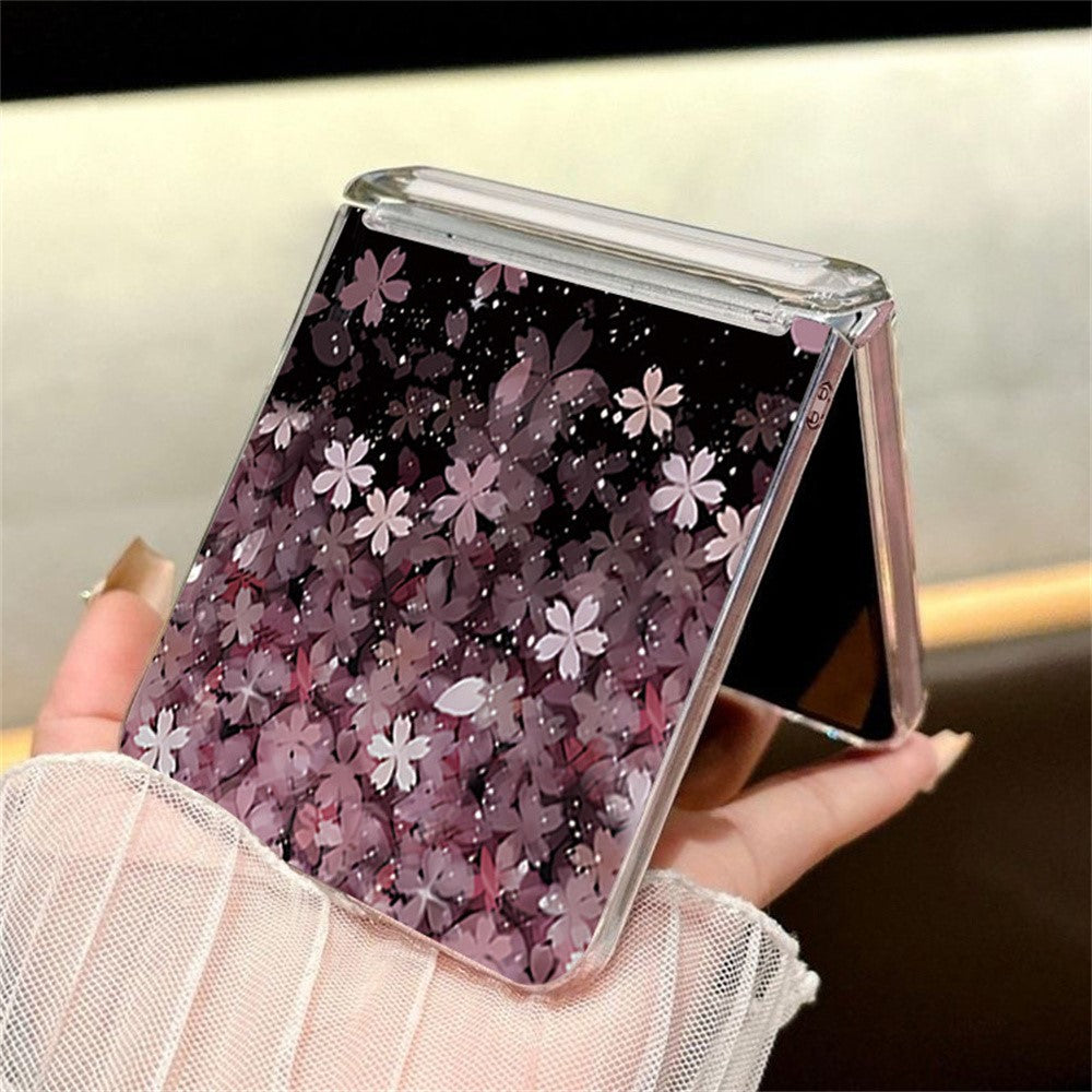 For Samsung Galaxy Z Flip8 Case Gradient Cherry Blossoms Magnetic Hinge PC Foldable Phone Cover