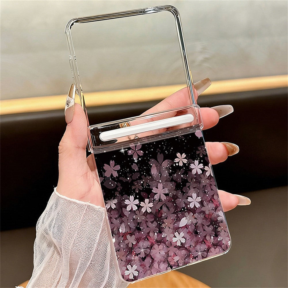 For Samsung Galaxy Z Flip8 Case Gradient Cherry Blossoms Magnetic Hinge PC Foldable Phone Cover