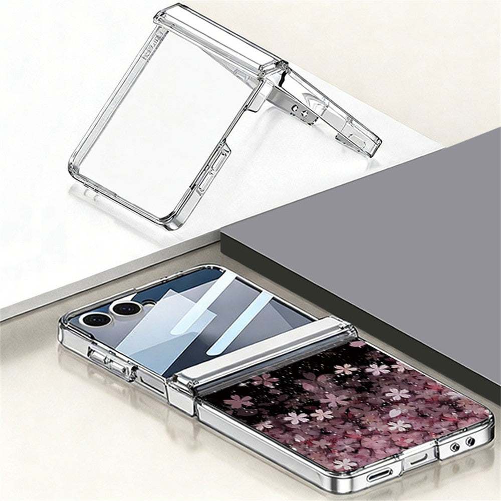 For Samsung Galaxy Z Flip8 Case Gradient Cherry Blossoms Magnetic Hinge PC Foldable Phone Cover