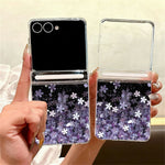 For Samsung Galaxy Z Flip8 Case Gradient Cherry Blossoms Magnetic Hinge PC Foldable Phone Cover