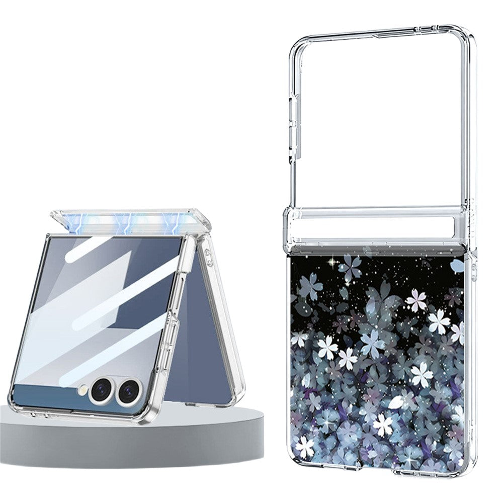 For Samsung Galaxy Z Flip8 Case Gradient Cherry Blossoms Magnetic Hinge PC Foldable Phone Cover