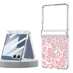 For Samsung Galaxy Z Flip8 Case Leopard Print Magnetic Hinge PC Foldable Phone Cover
