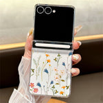 For Samsung Galaxy Z Flip8 Case Floral Pattern Magnetic Automatic Adsorption Hinge Shockproof PC Phone Cover