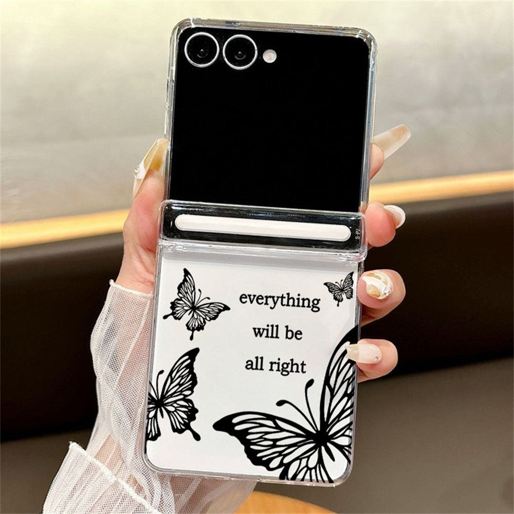 For Samsung Galaxy Z Flip8 Case Butterfly Pattern Magnetic Adsorption Transparent PC Foldable Phone Cover