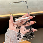 For Samsung Galaxy Z Flip8 Case Butterfly Pattern Magnetic Adsorption Transparent PC Foldable Phone Cover