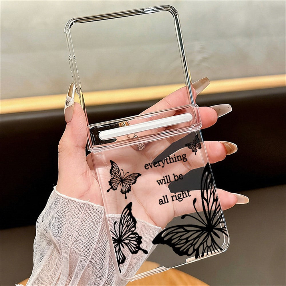 For Samsung Galaxy Z Flip8 Case Butterfly Pattern Magnetic Adsorption Transparent PC Foldable Phone Cover