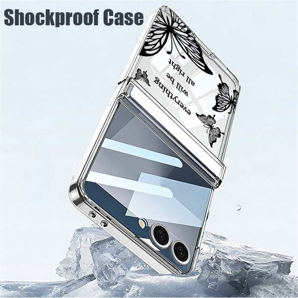 For Samsung Galaxy Z Flip8 Case Butterfly Pattern Magnetic Adsorption Transparent PC Foldable Phone Cover