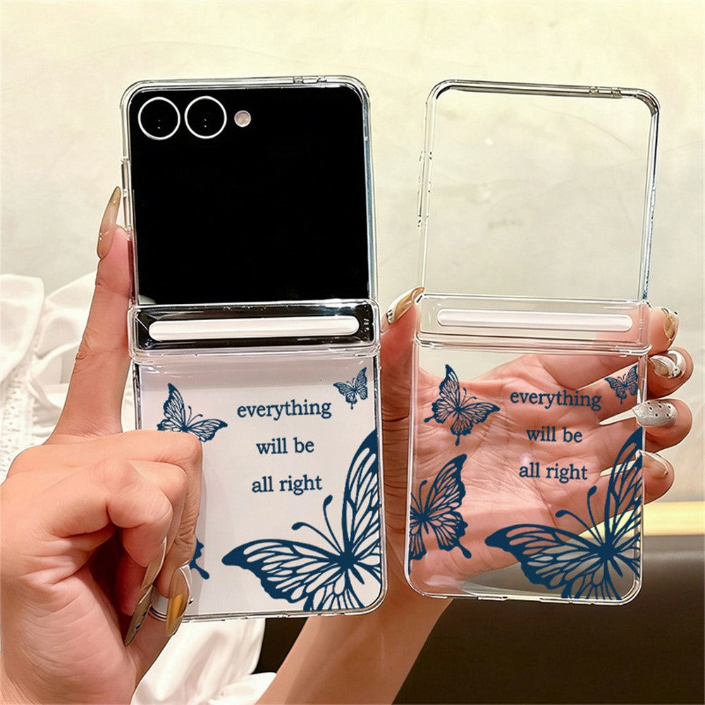 For Samsung Galaxy Z Flip8 Case Butterfly Pattern Magnetic Adsorption Transparent PC Foldable Phone Cover
