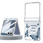 For Samsung Galaxy Z Flip8 Case Butterfly Pattern Magnetic Adsorption Transparent PC Foldable Phone Cover