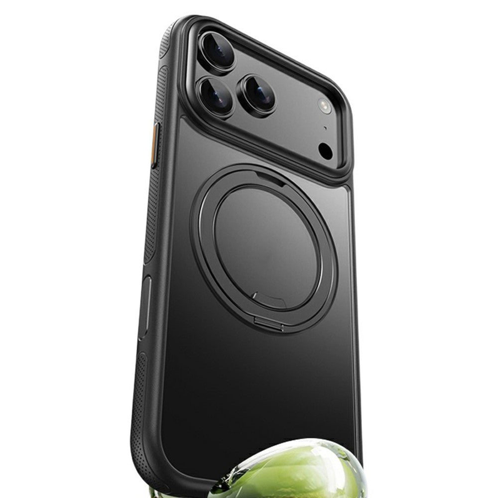 For iPhone 18 Pro Max / 17 Pro Max Magnetic Case Rotating Gear Pivot Kickstand PC + TPU Phone Back Cover