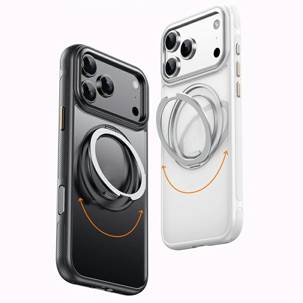 For iPhone 18 Pro Max / 17 Pro Max Magnetic Case Rotating Gear Pivot Kickstand PC + TPU Phone Back Cover