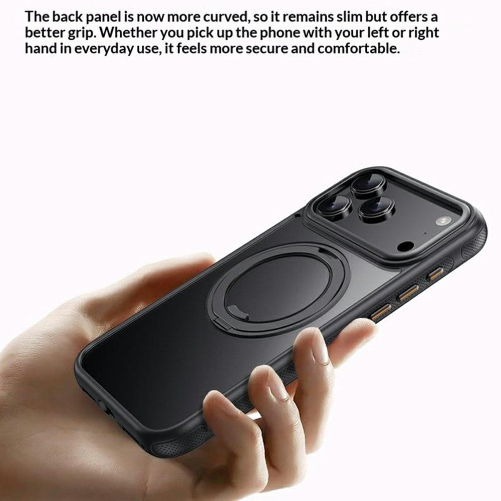 For iPhone 18 Pro Max / 17 Pro Max Magnetic Case Rotating Gear Pivot Kickstand PC + TPU Phone Back Cover