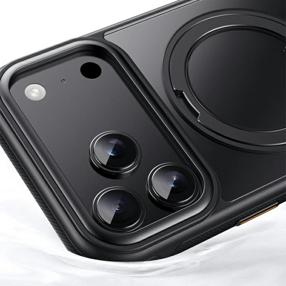 For iPhone 18 Pro Max / 17 Pro Max Magnetic Case Rotating Gear Pivot Kickstand PC + TPU Phone Back Cover
