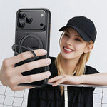 For iPhone 18 Pro Max / 17 Pro Max Magnetic Case Rotating Gear Pivot Kickstand PC + TPU Phone Back Cover