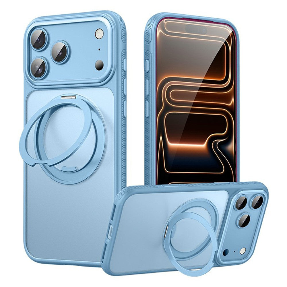 For iPhone 18 Pro Max / 17 Pro Max Magnetic Case Rotating Gear Pivot Kickstand PC + TPU Phone Back Cover