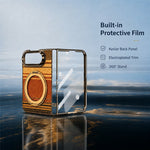 For iPhone Fold Case Magnetic Rotating Kickstand Aramid Fiber Texture Leather + PC Phone Cover with HD Screen Protector