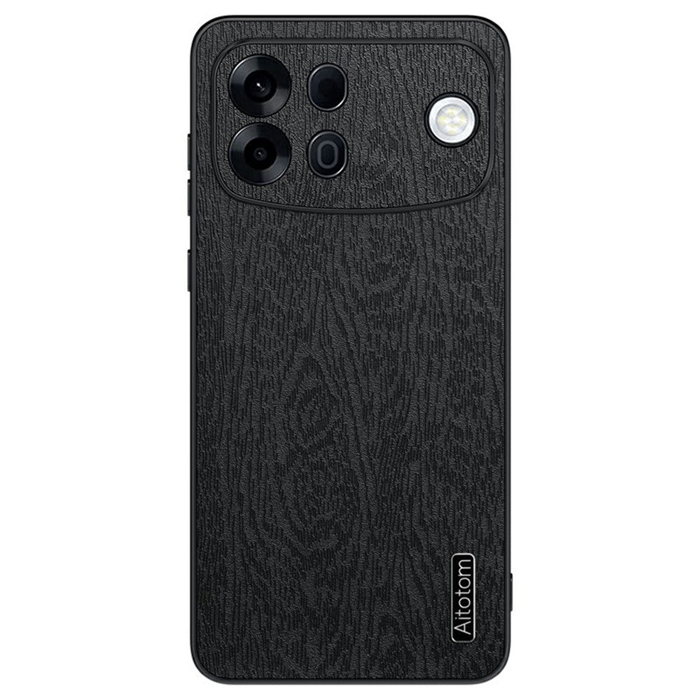 Til Oppo A7 Pro Max 5G Cover med Træstruktur PU Læderbelagt PC TPU Telefoncover