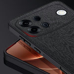 Til Oppo A7 Pro Max 5G Cover med Træstruktur PU Læderbelagt PC TPU Telefoncover