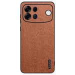 Til Oppo A7 Pro Max 5G Cover med Træstruktur PU Læderbelagt PC TPU Telefoncover