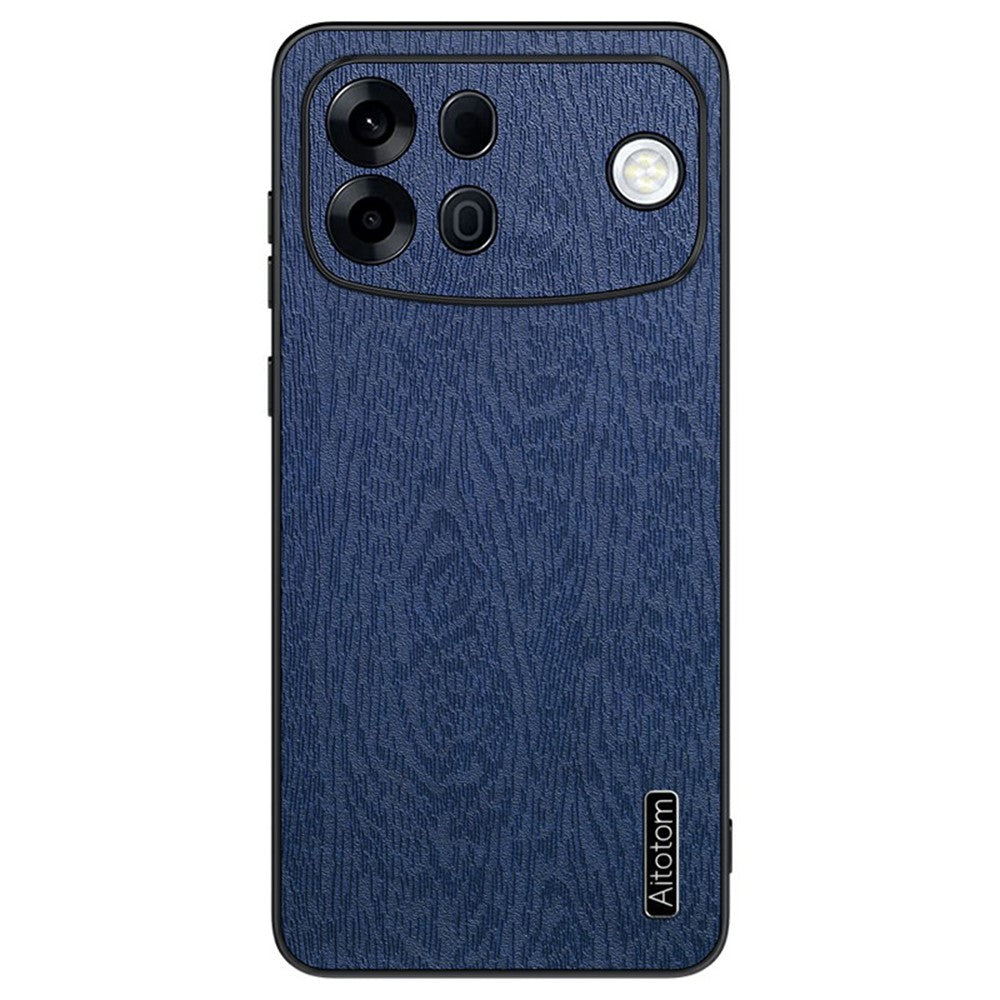 Til Oppo A7 Pro Max 5G Cover med Træstruktur PU Læderbelagt PC TPU Telefoncover