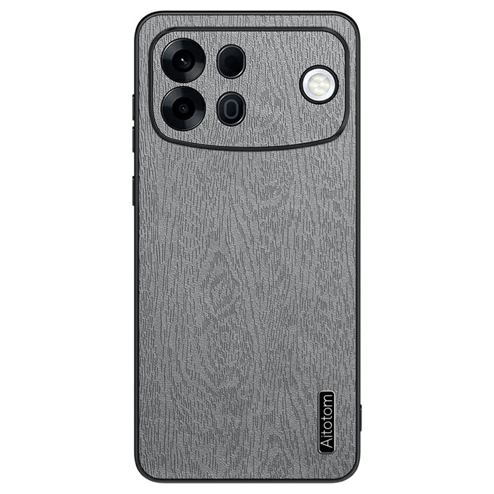Til Oppo A7 Pro Max 5G Cover med Træstruktur PU Læderbelagt PC TPU Telefoncover