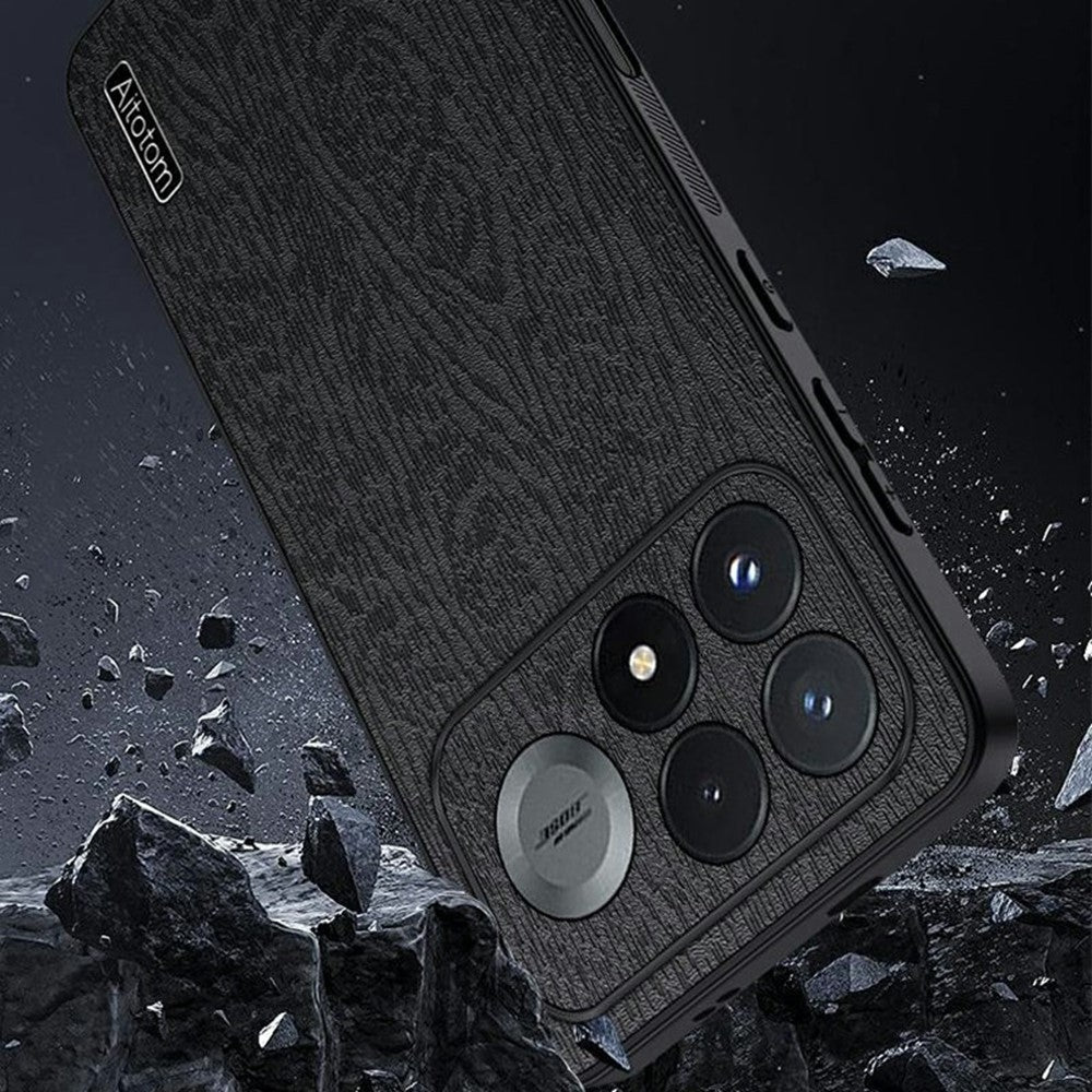 For Xiaomi Redmi K100 Pro Max 5G (China) Case Wood Texture PU Leather Coated PC TPU Phone Cover