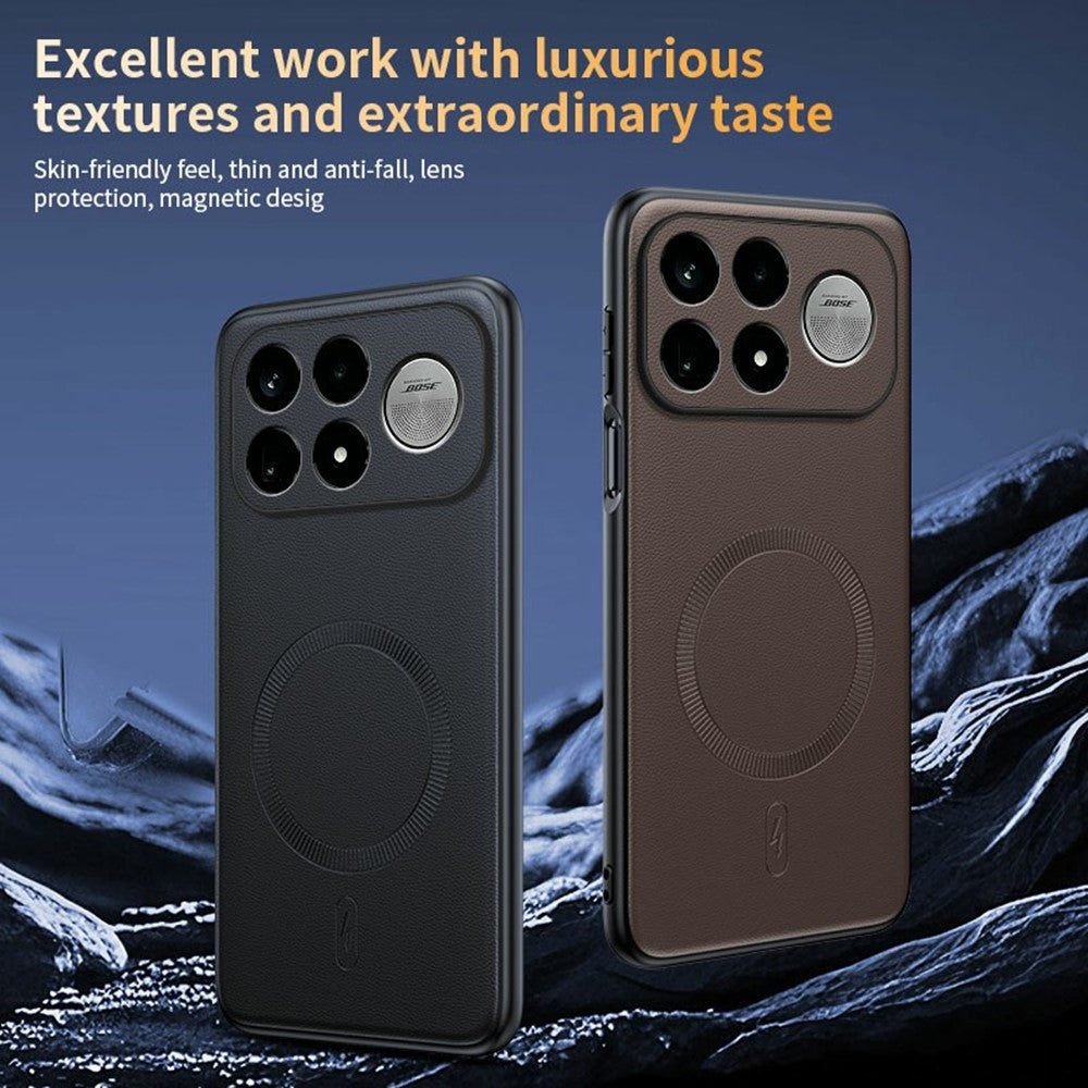 For Xiaomi Redmi K100 Pro Max 5G Magnetic Case Leather Coated TPU + PC Phone Cover