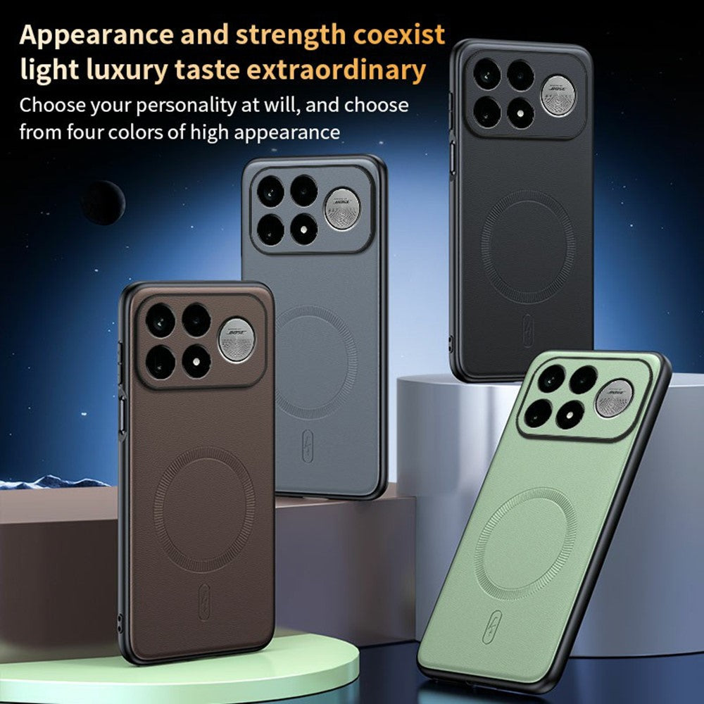 For Xiaomi Redmi K100 Pro Max 5G Magnetic Case Leather Coated TPU + PC Phone Cover