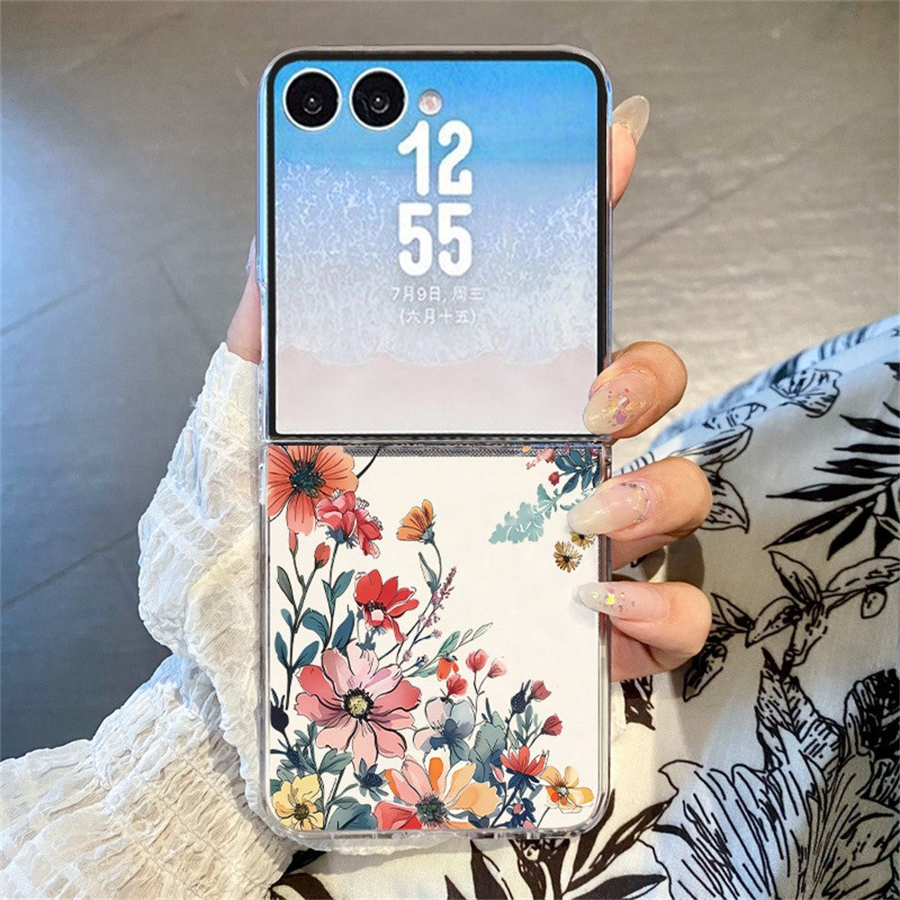 For Samsung Galaxy Z Flip8 Case Floral Pattern Printing PC Shockproof Slim Phone Cover