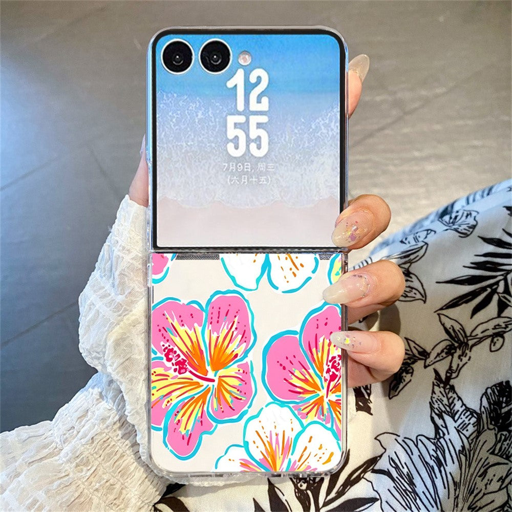 For Samsung Galaxy Z Flip8 Case Floral Pattern Printing PC Shockproof Slim Phone Cover
