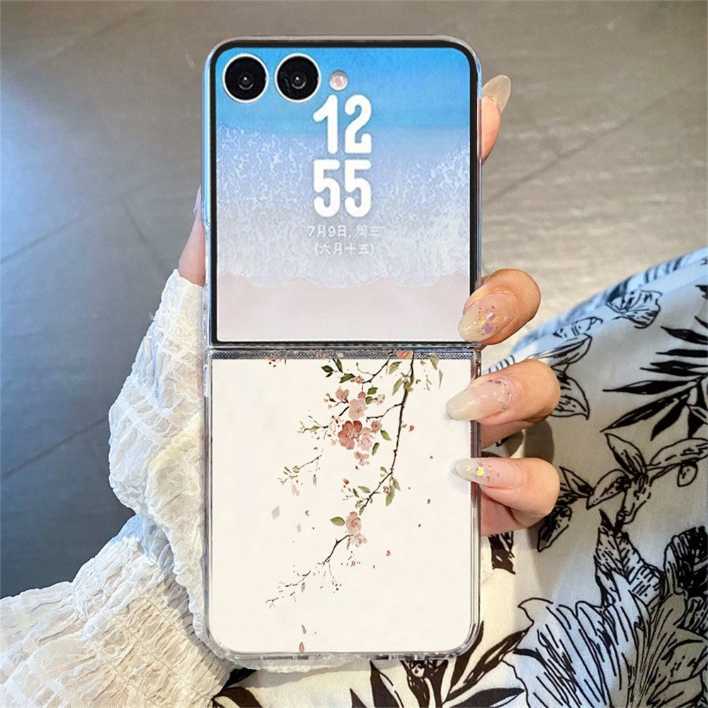 For Samsung Galaxy Z Flip8 Case Floral Pattern Printing PC Shockproof Slim Phone Cover