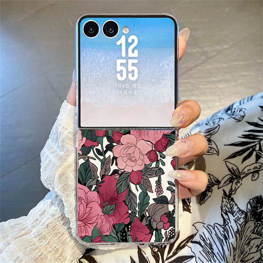 For Samsung Galaxy Z Flip8 Case Floral Pattern Printing PC Shockproof Slim Phone Cover
