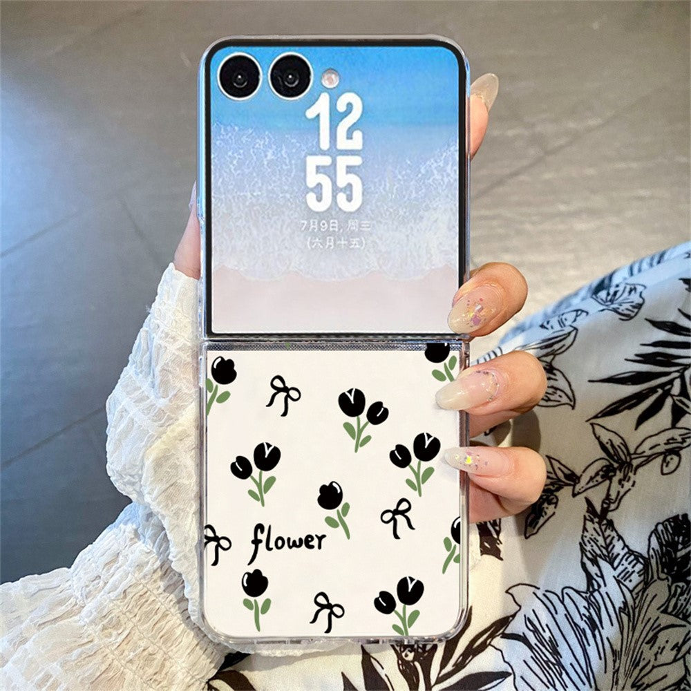 For Samsung Galaxy Z Flip8 Case Floral Pattern Printing PC Shockproof Slim Phone Cover