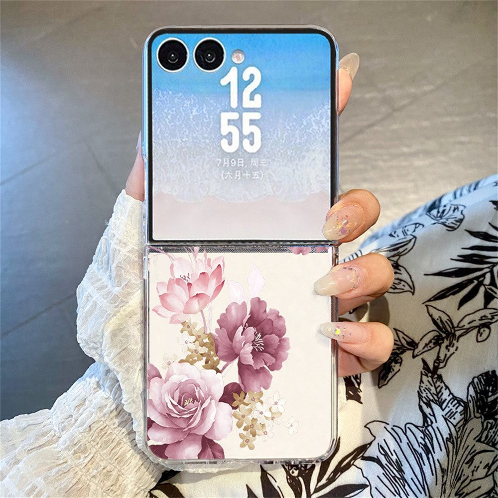 For Samsung Galaxy Z Flip8 Case Floral Pattern Printing PC Shockproof Slim Phone Cover