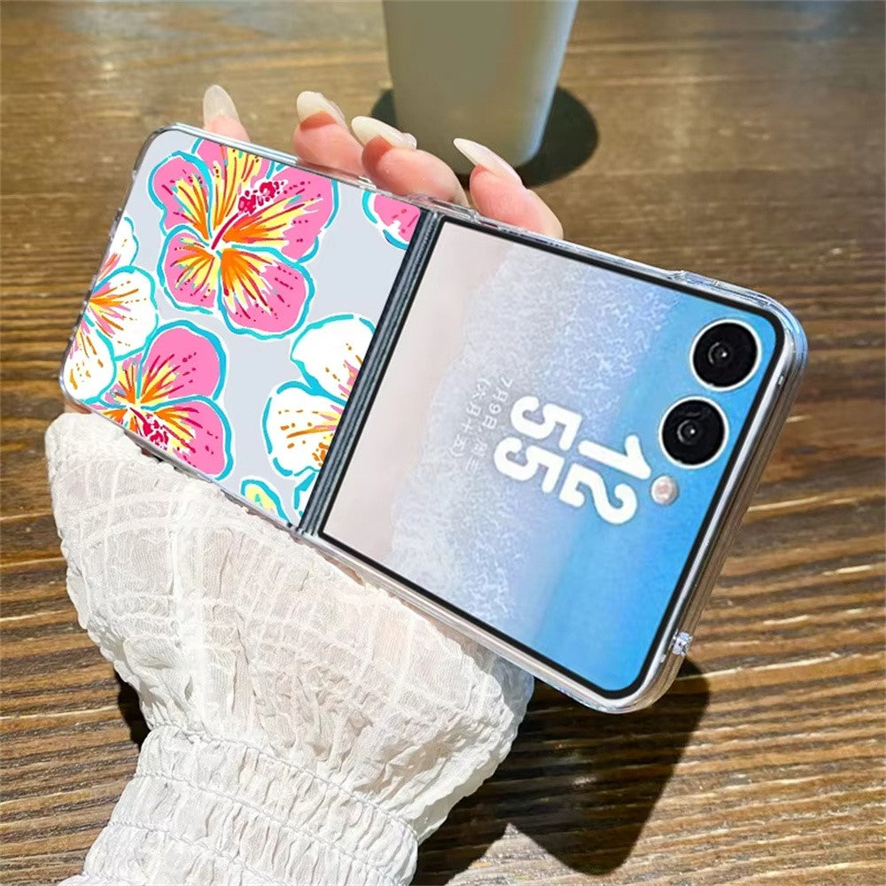For Samsung Galaxy Z Flip7 5G Case Floral Pattern Printing PC Shockproof Slim Phone Cover