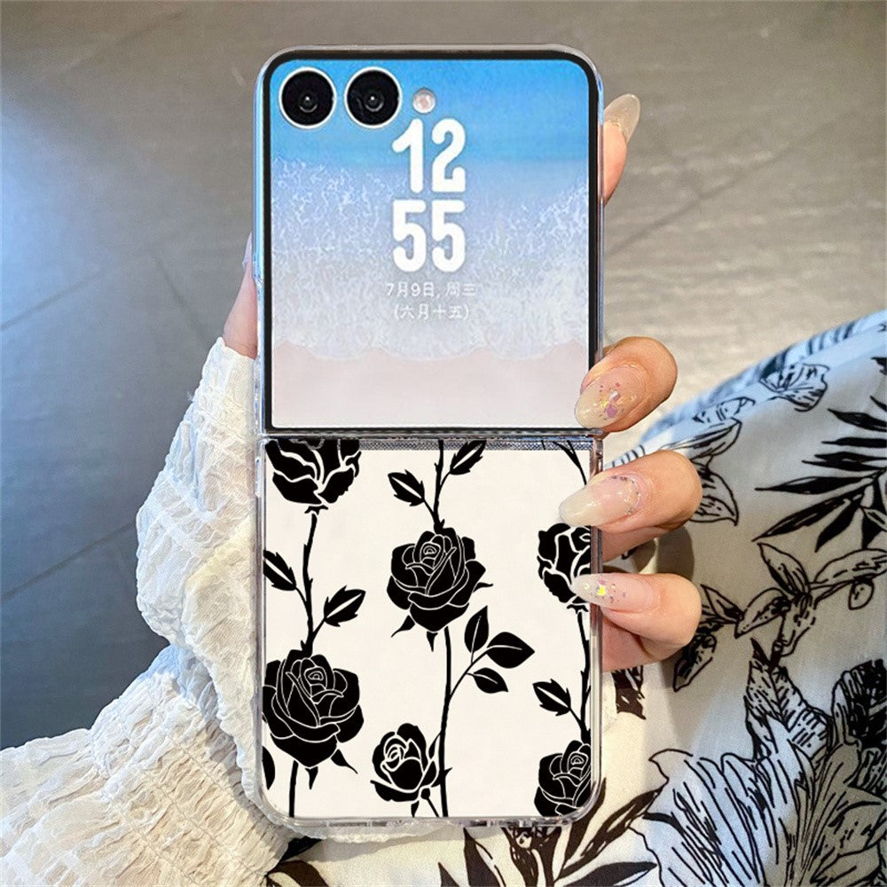 For Samsung Galaxy Z Flip7 5G Case Floral Pattern Printing PC Shockproof Slim Phone Cover