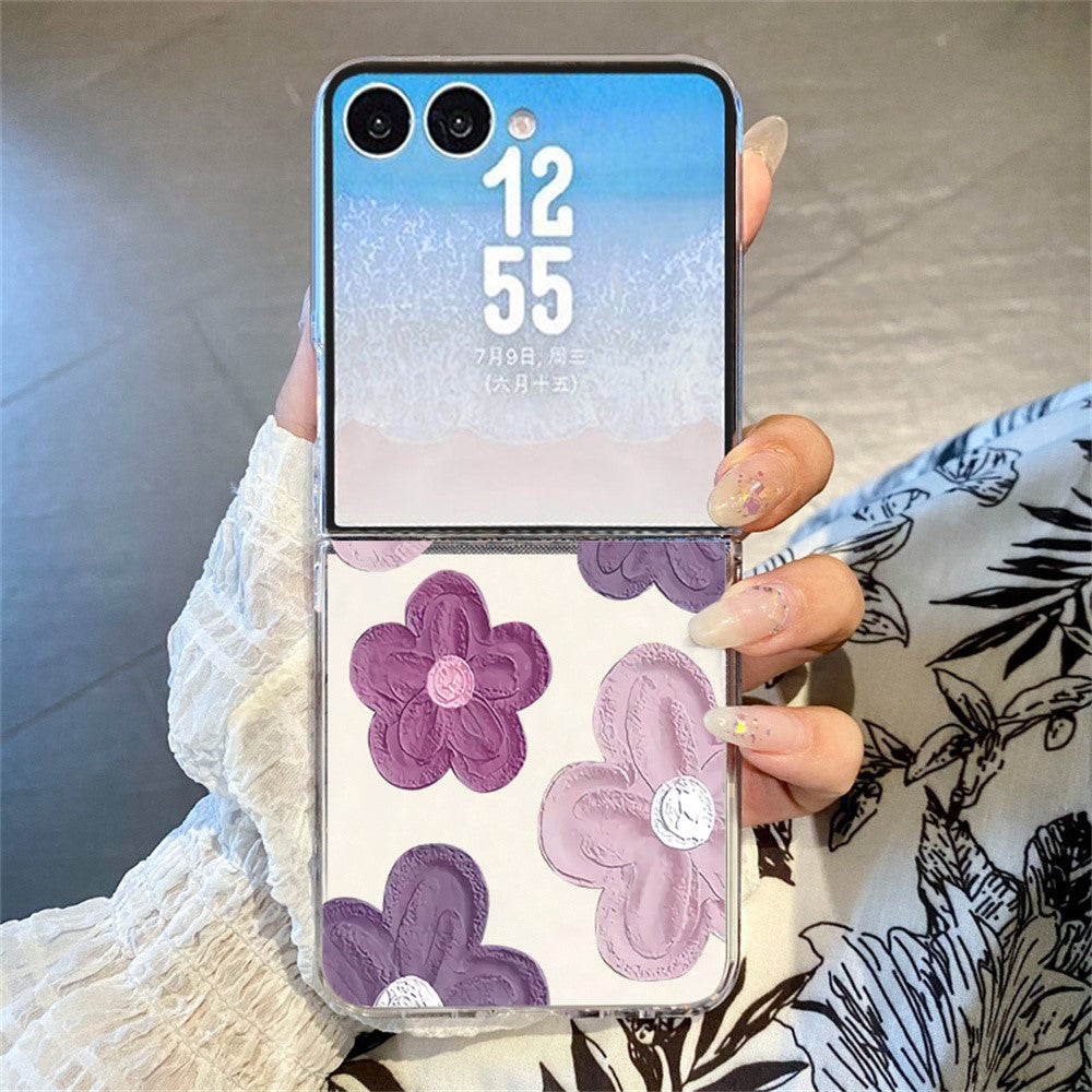 For Samsung Galaxy Z Flip7 5G Case Floral Pattern Printing PC Shockproof Slim Phone Cover