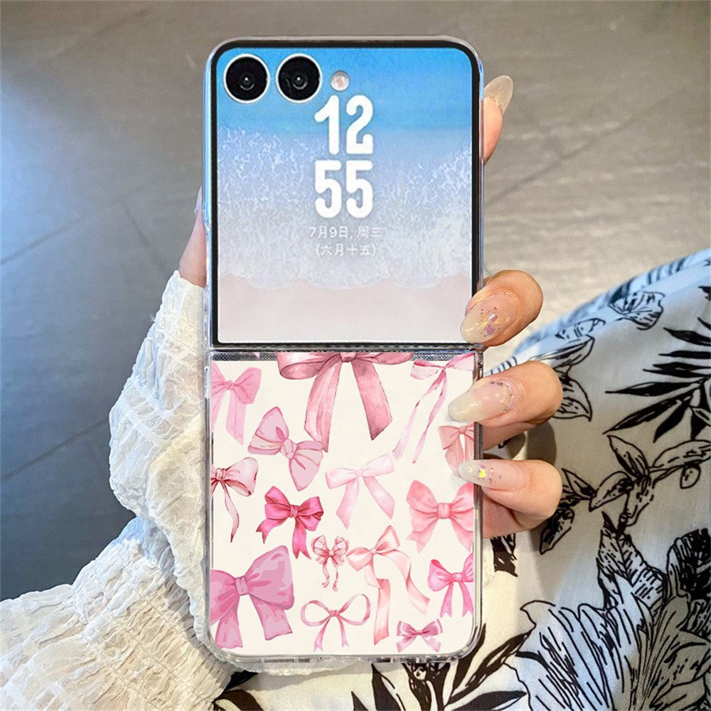 Til Samsung Galaxy Z Flip7 5G Etui Sløjfe Mønsterprint PC Slankt Stødsikkert Telefoncover