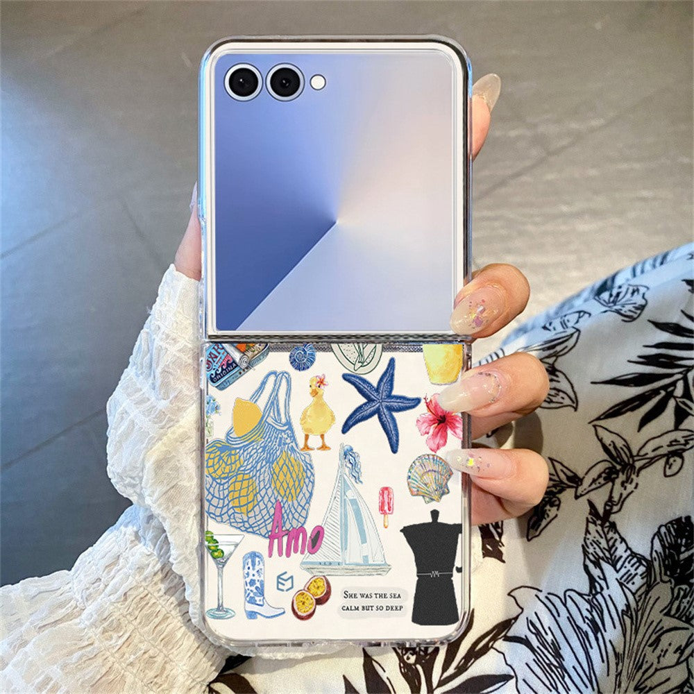 For Samsung Galaxy Z Flip8 Case Marine Life Pattern Slim Anti-Scratch Hard PC Back Cover