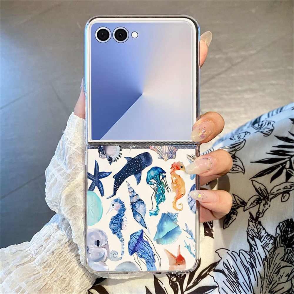 For Samsung Galaxy Z Flip8 Case Marine Life Pattern Slim Anti-Scratch Hard PC Back Cover