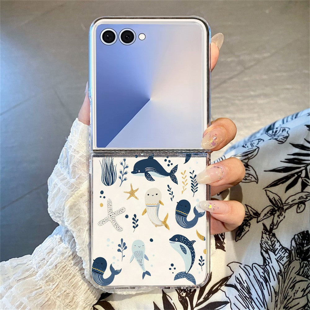 For Samsung Galaxy Z Flip7 5G Case Marine Life Pattern Slim Anti-Scratch Hard PC Back Cover