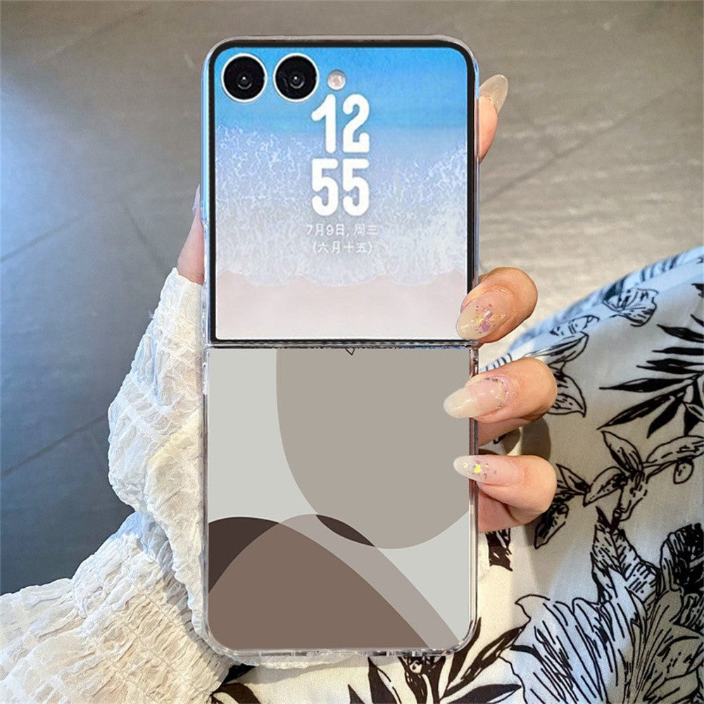 For Samsung Galaxy Z Flip8 Case Color-blocking Pattern Shockproof Slim PC Foldable Phone Cover