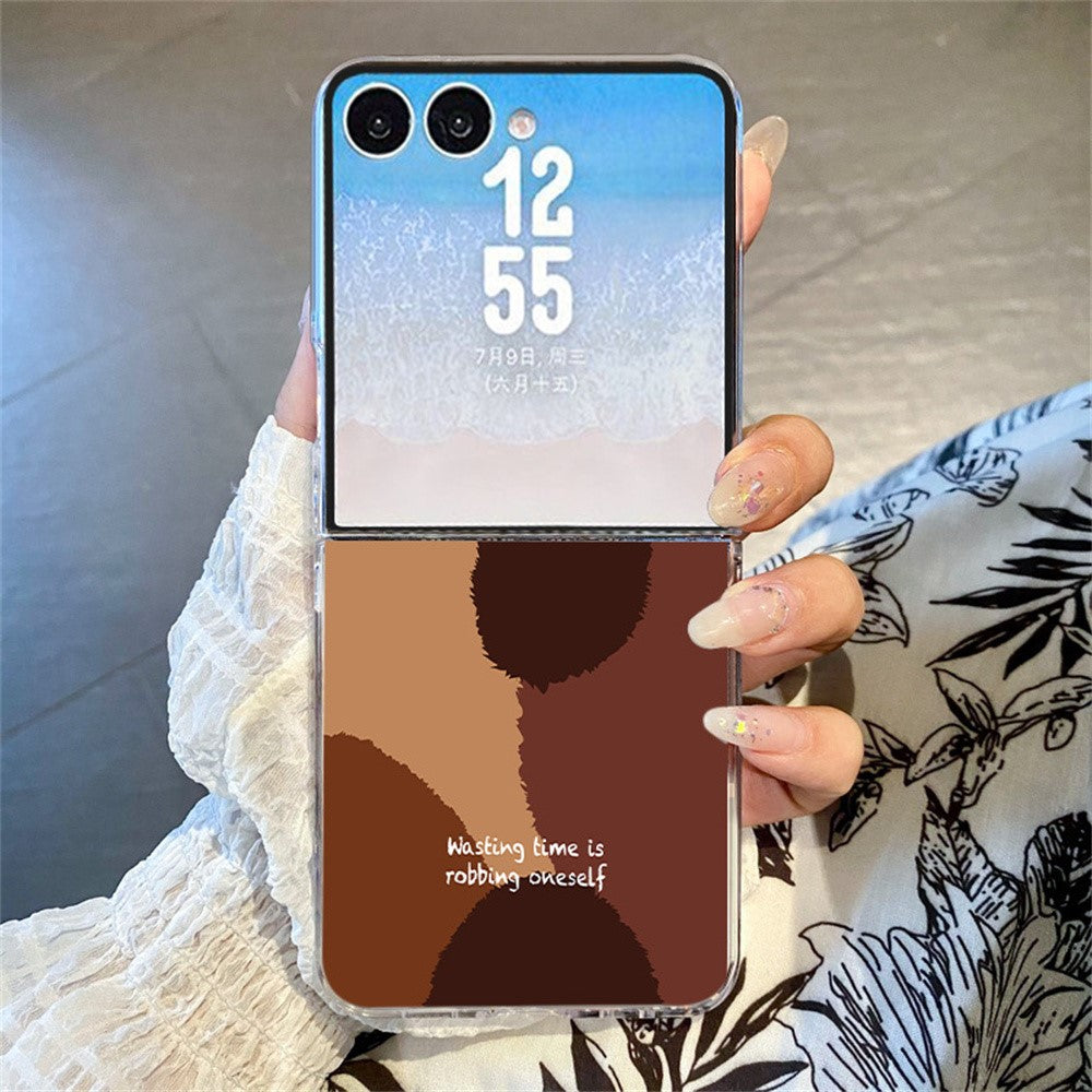 For Samsung Galaxy Z Flip8 Case Color-blocking Pattern Shockproof Slim PC Foldable Phone Cover