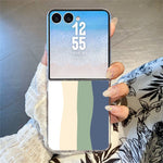 For Samsung Galaxy Z Flip8 Case Color-blocking Pattern Shockproof Slim PC Foldable Phone Cover