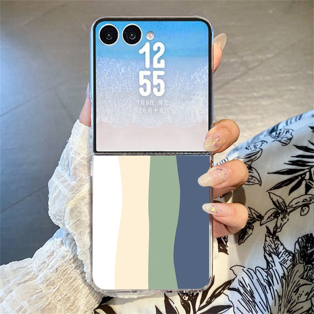 For Samsung Galaxy Z Flip8 Case Color-blocking Pattern Shockproof Slim PC Foldable Phone Cover