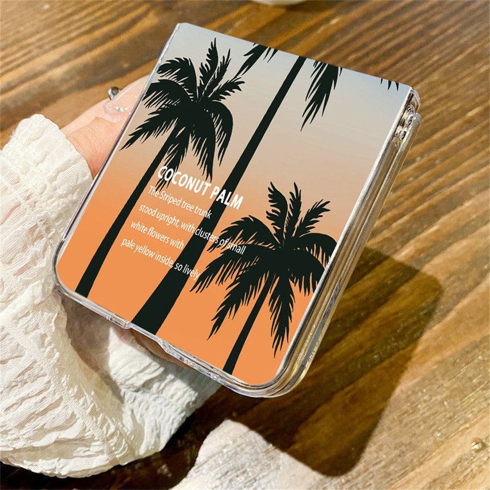For Samsung Galaxy Z Flip8 Case Sunset Coconut Palm Pattern Shockproof PC Phone Cover