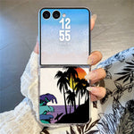 For Samsung Galaxy Z Flip8 Case Sunset Coconut Palm Pattern Shockproof PC Phone Cover